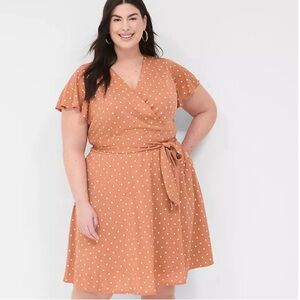 NWT Lane Bryant Lena Surplice-Neck Knit Dress Polka Dot Size 30/32